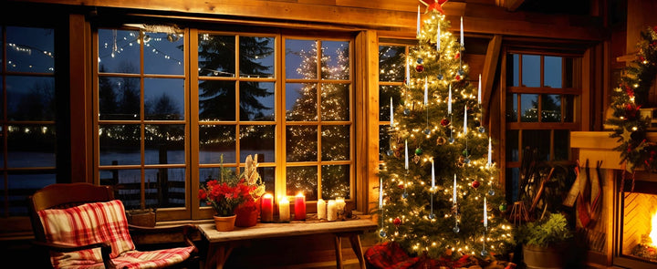 TreeLume - נרות LED לעץ חג המולד עם וו כדור קריסטל