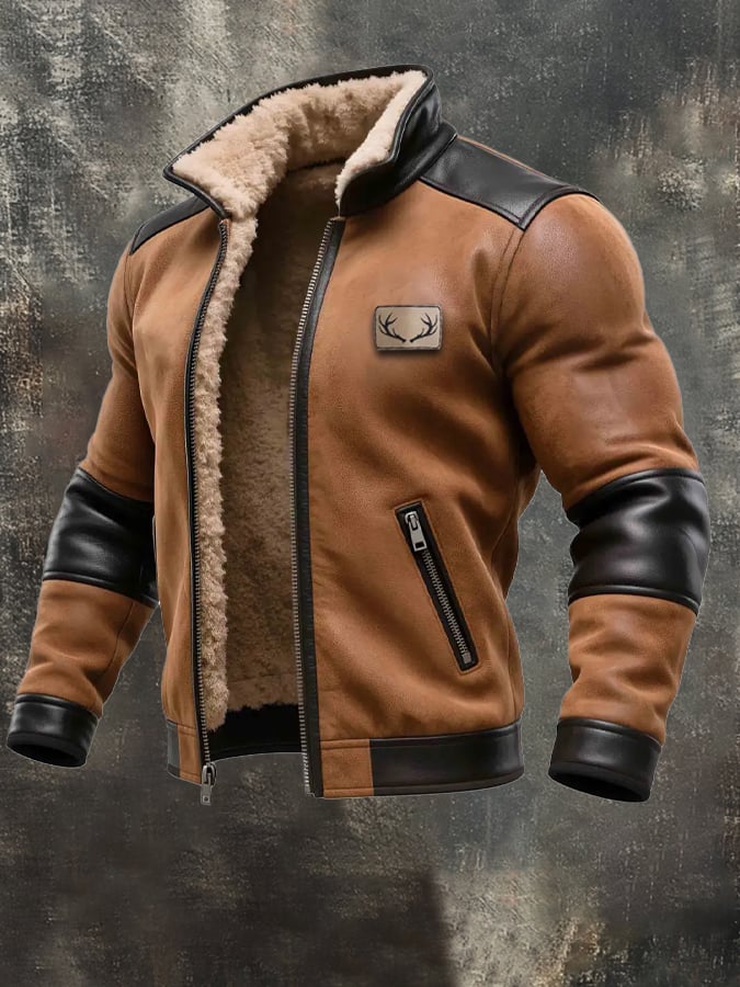 Labuschagne - מעיל עור וזמש וינטג' חם