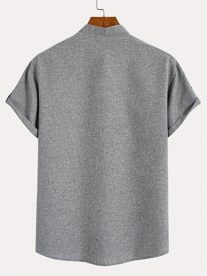 Elliott - חולצה אלגנטית עם שרוולים קצרים וצווארון עומד