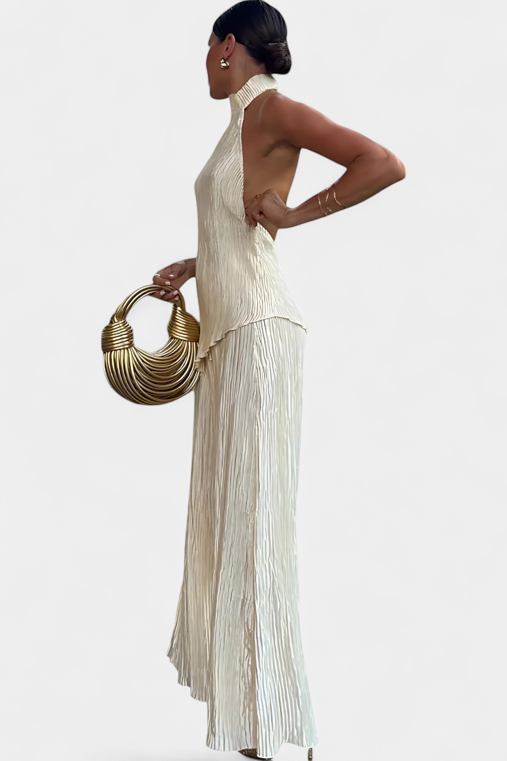 Lucindra - חולצה ומכנסיים עם קפלים א-סימטריים