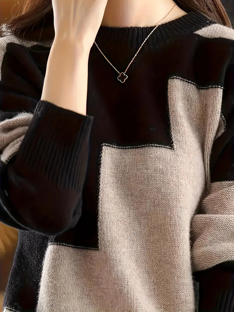 Gala - סוודר אלגנטי עם שרוולים ארוכים ועיצוב גיאומטרי