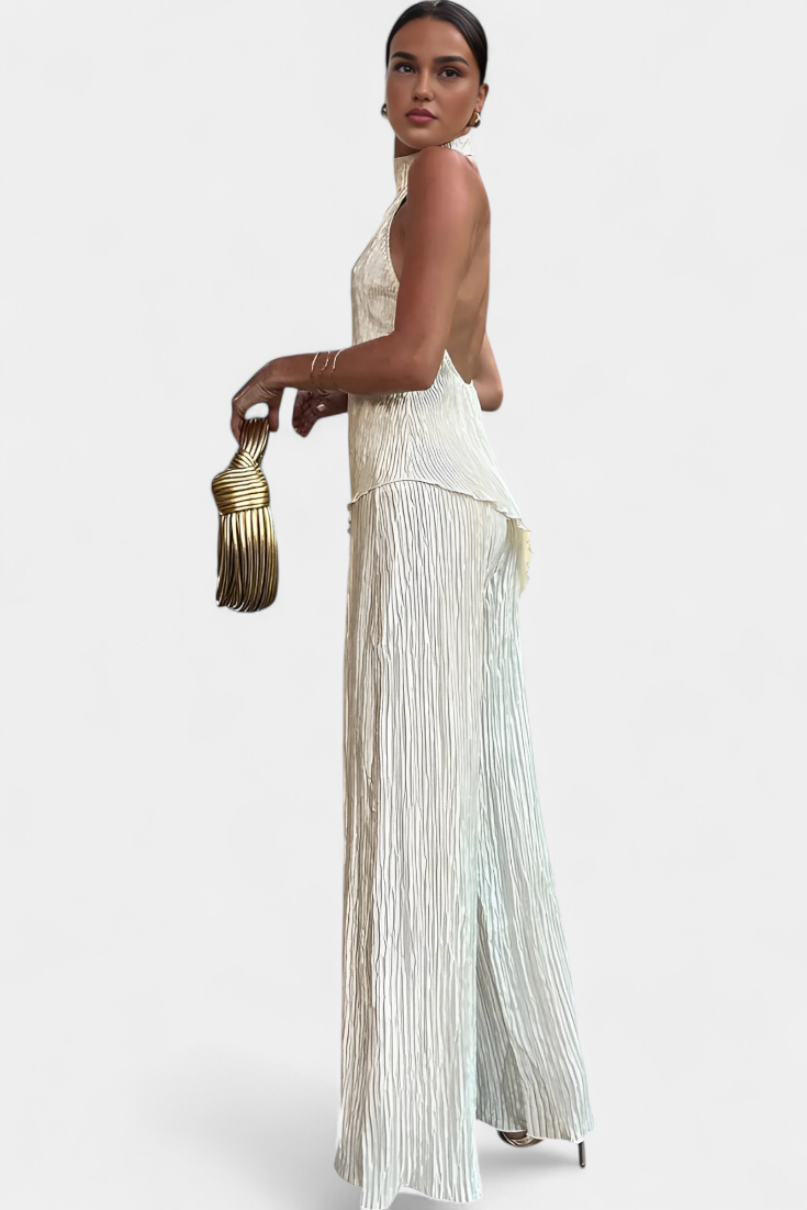 Lucindra - חולצה ומכנסיים עם קפלים א-סימטריים