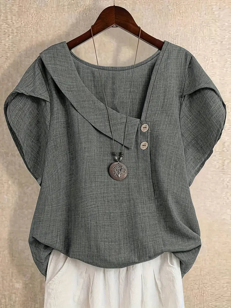 Milany - חולצת צווארון א-סימטרי קז'ואל