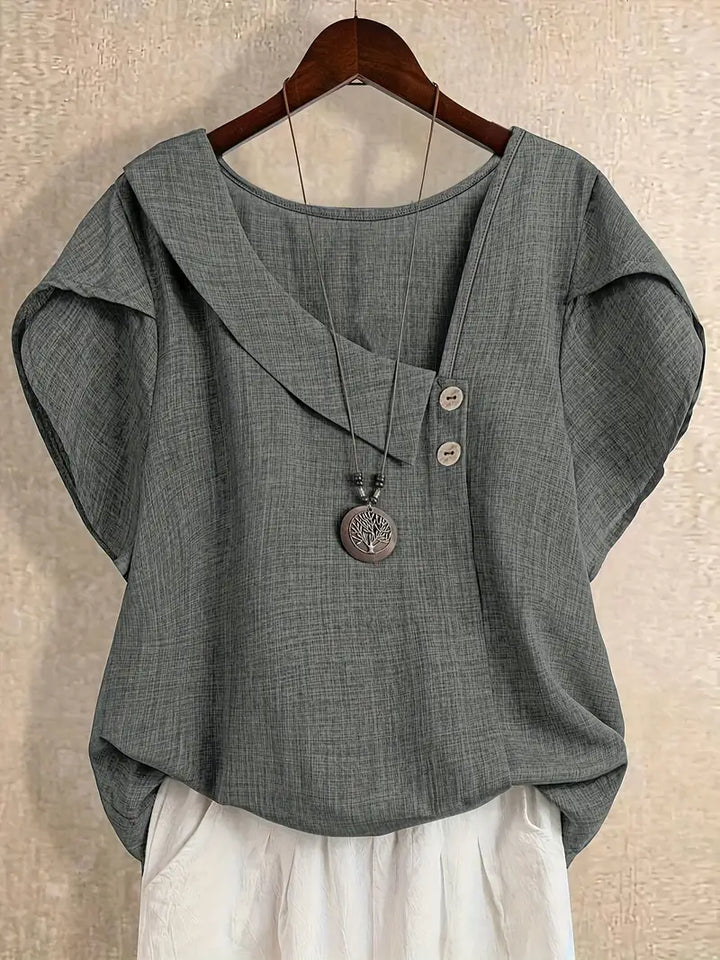 Milany - חולצת צווארון א-סימטרי קז'ואל