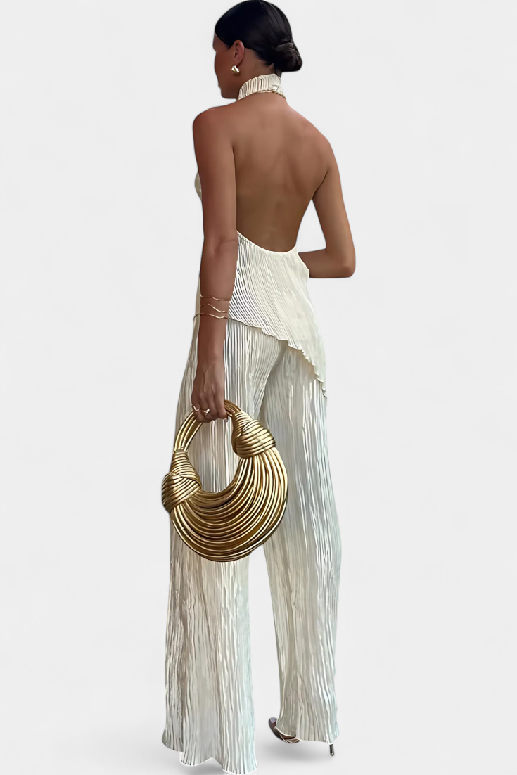 Lucindra - חולצה ומכנסיים עם קפלים א-סימטריים