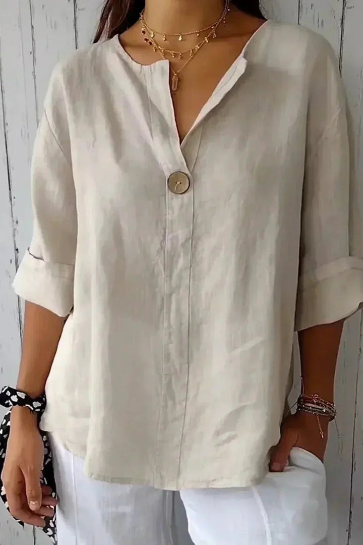 Chalina - חולצת פשתן עם צווארון V