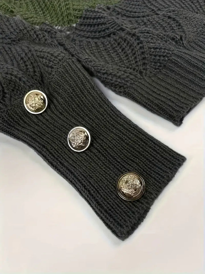 Renilda - סוודר סרוג אלגנטי עם צווארון V