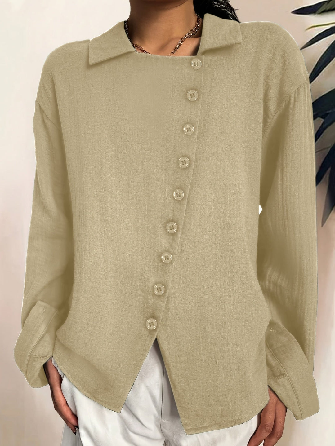 Paige - חולצת כפתורים עם שרוולים ארוכים