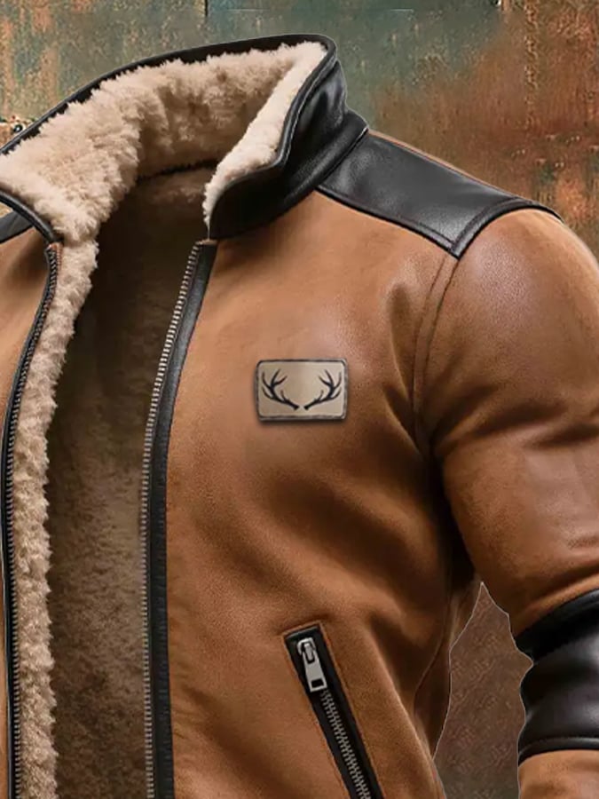 Labuschagne - מעיל עור וזמש וינטג' חם