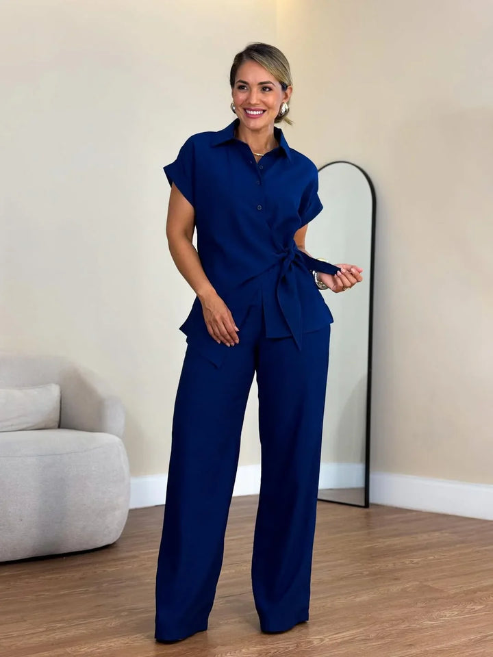 Lorie - סט אלגנטי ושני חלקים עם קשירה מקדימה