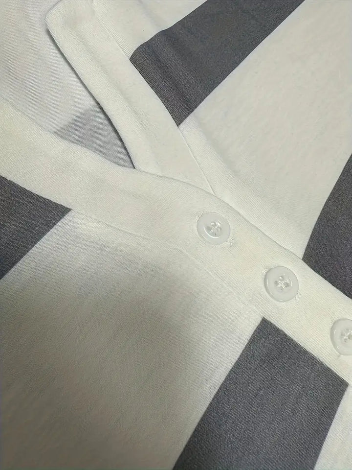 Dakota - טי שירט קז'ואל עם צווארון V והדפס פסים