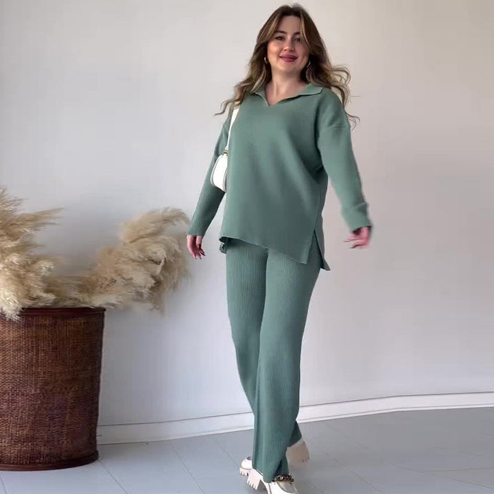 Alyana – סט סלון דו-חלקים סרוג ומחוספס