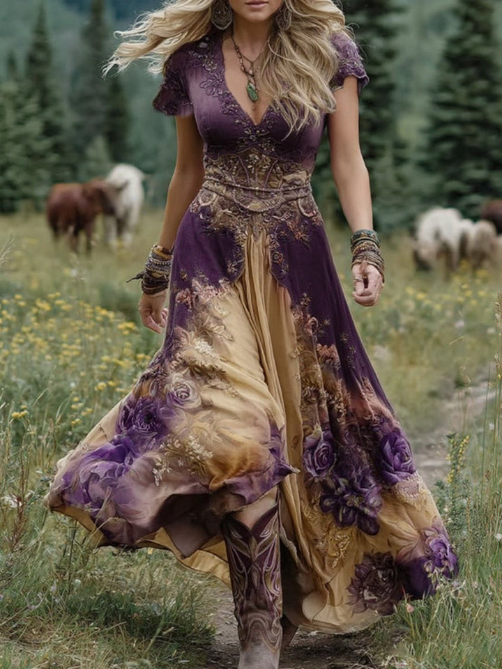 Marcina - שמלת מקסי אלגנטית בגווני פרחים