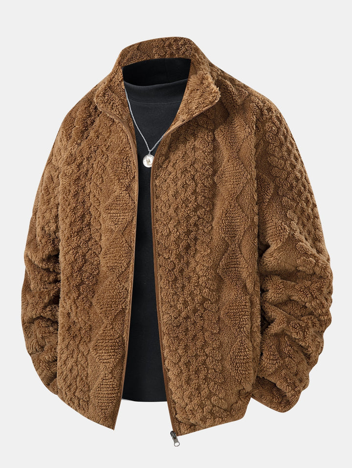 Elwood - ז'קט טדי ג'קארד גיאומטרי