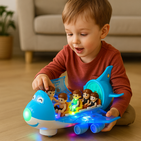 MusicJet - מטוס חשמלי עם אורות, מוזיקה ומנגנון למניעת מכשולים