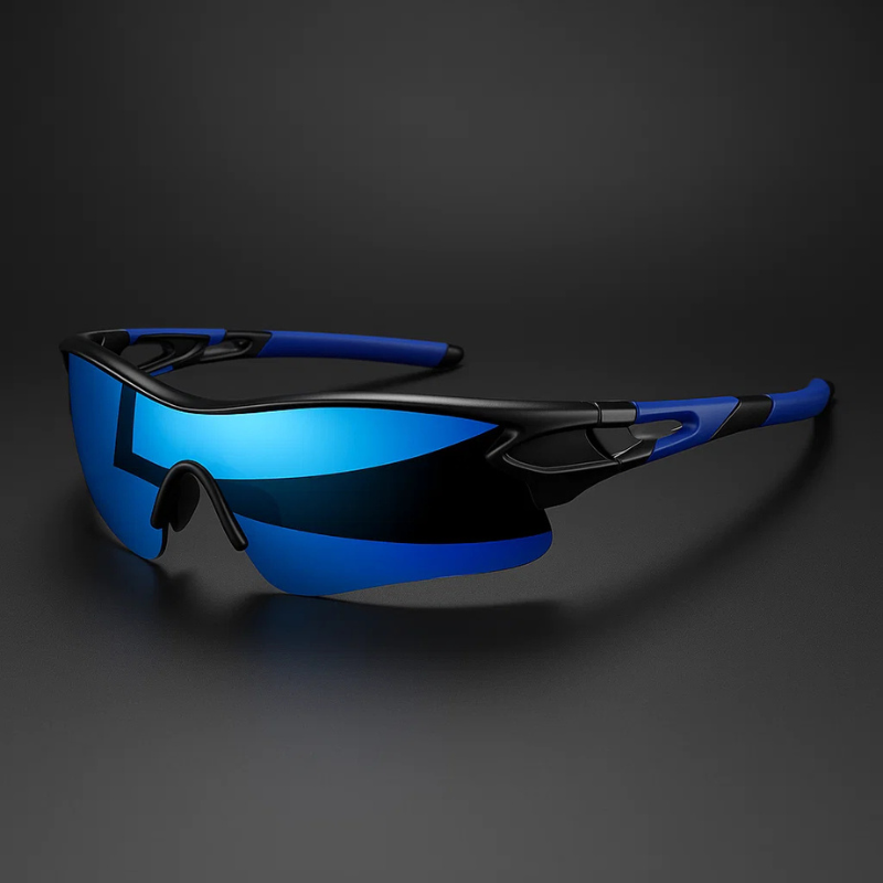 VeloShade - משקפי שמש ספורטיביים לרכיבה על אופניים עם עדשות מראה ועיצוב עוטף