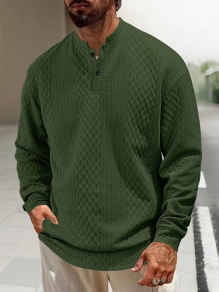 Mathew – סוודר הנלי גיאומטרי עם שרוולים ארוכים