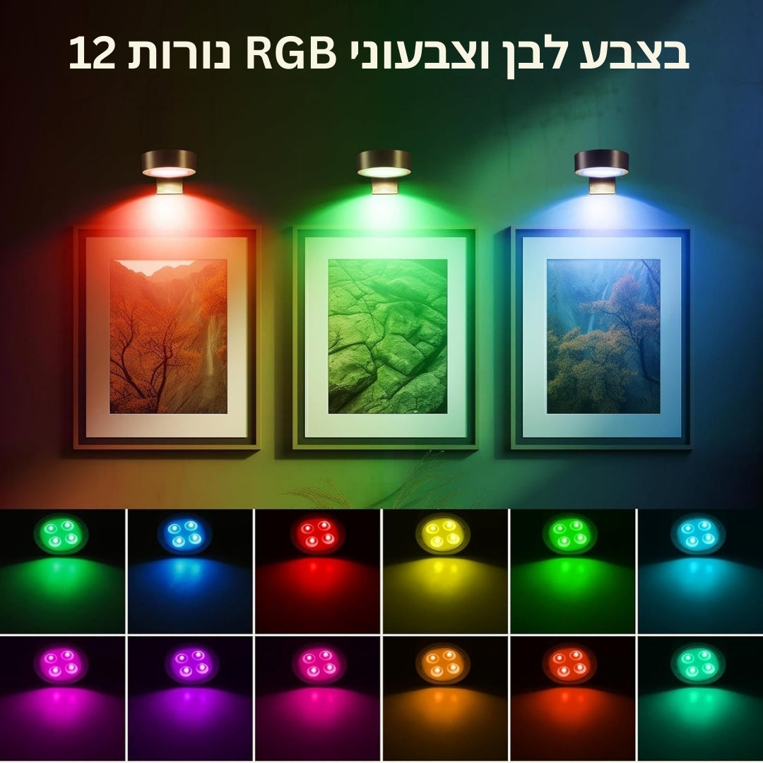 GlowFrame - מנורת ציור מגנטית עם 13 מצבי תאורה ( חבילה של 3 )