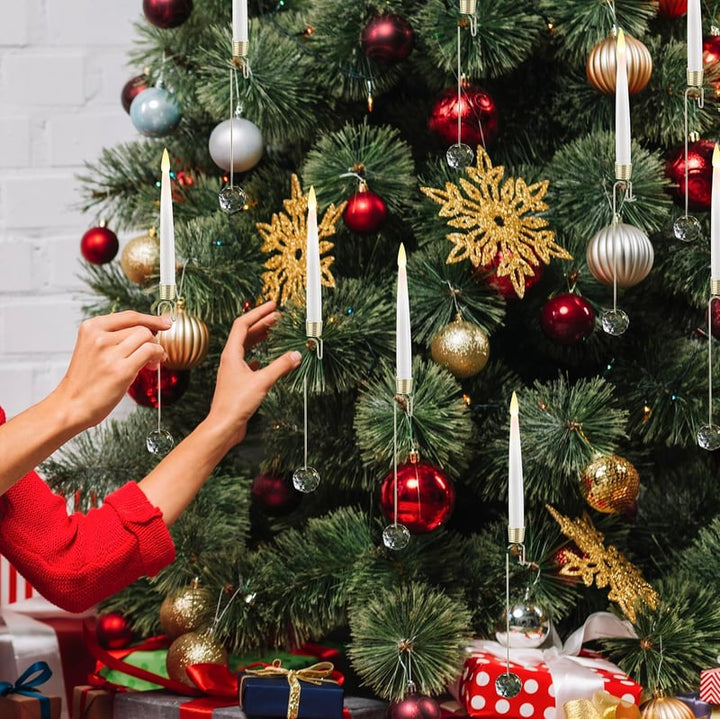 TreeLume - נרות LED לעץ חג המולד עם וו כדור קריסטל