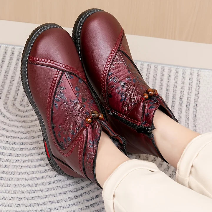 Robbie - מגפי עור עם הדפס פרחוני וינטג'