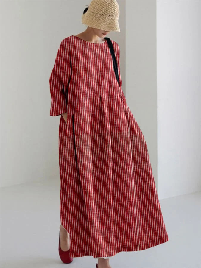 Olivia – שמלת וינטג' עם פסים וחתך רפוי