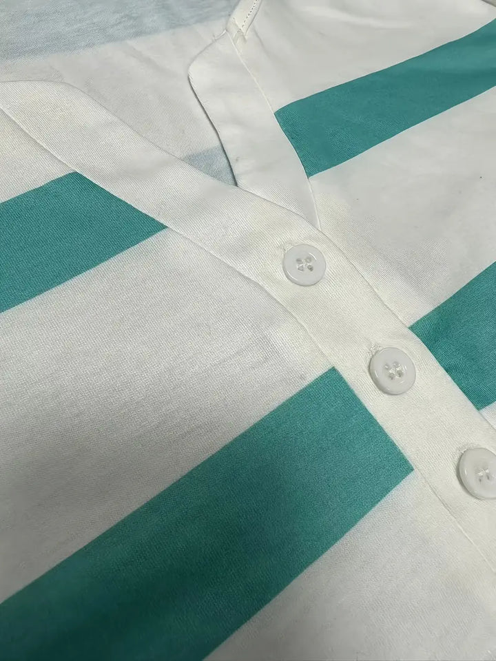 Dakota - טי שירט קז'ואל עם צווארון V והדפס פסים