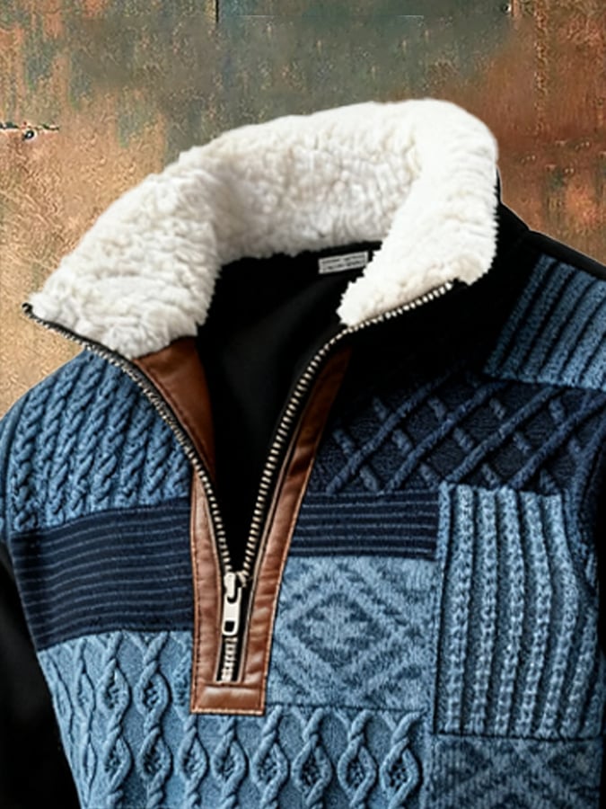 Abbott - סווטשירט קז'ואל רטרו עם הדפס בלוקים צבעוניים