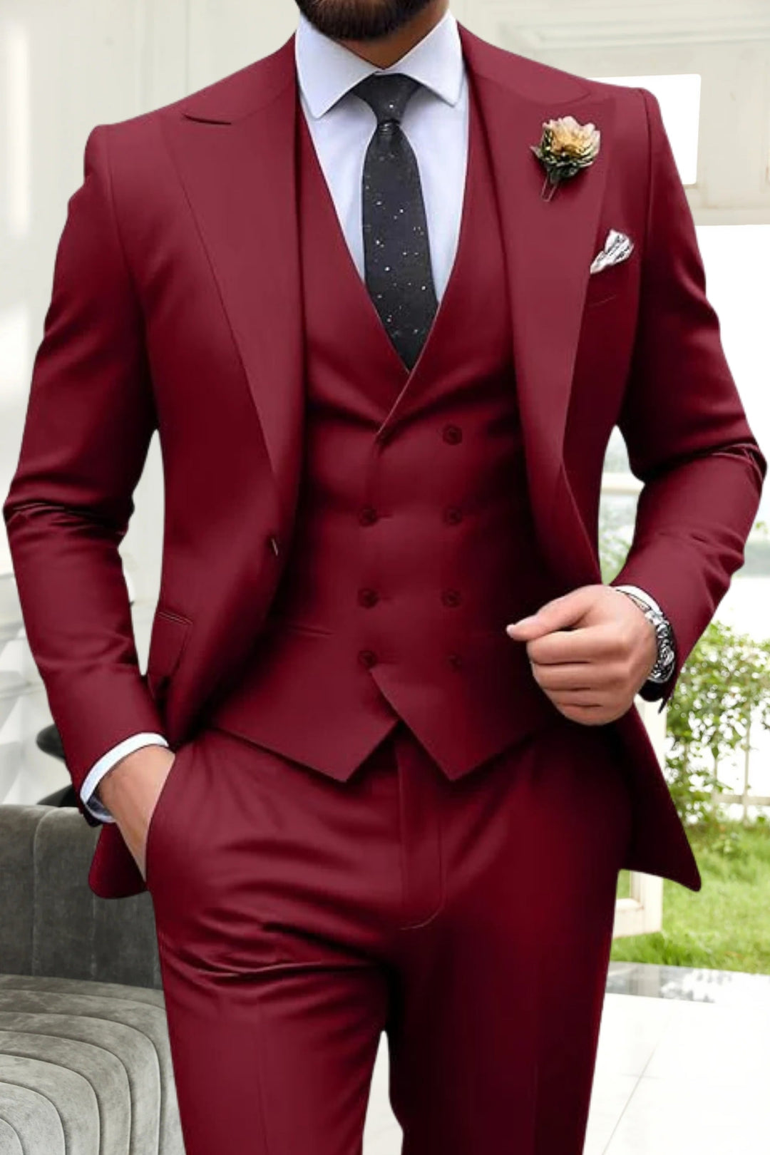 Gremist - חליפות 3 חלקים עם דש מחודד וחתך צר