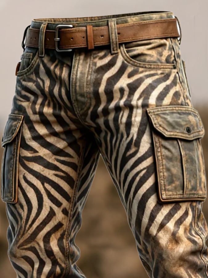 Duckett - מכנסיים עם הדפס זברה וינטג' וריבוי כיסים