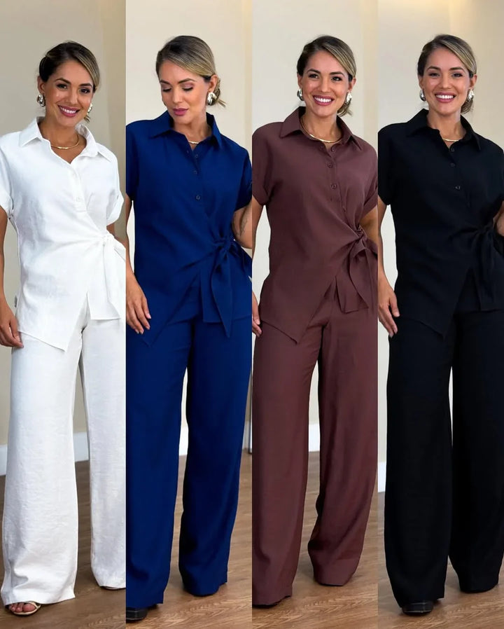 Lorie - סט אלגנטי ושני חלקים עם קשירה מקדימה