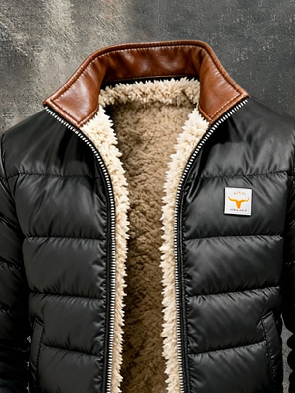 Youssouf - מעיל עור וינטג' עם תפרים