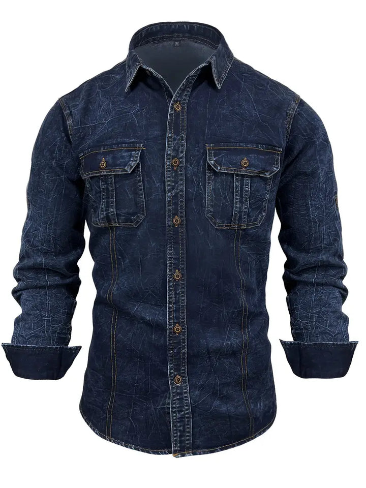 Angelo - חולצת ג'ינס עם כיסים קדמיים עם כפתורים