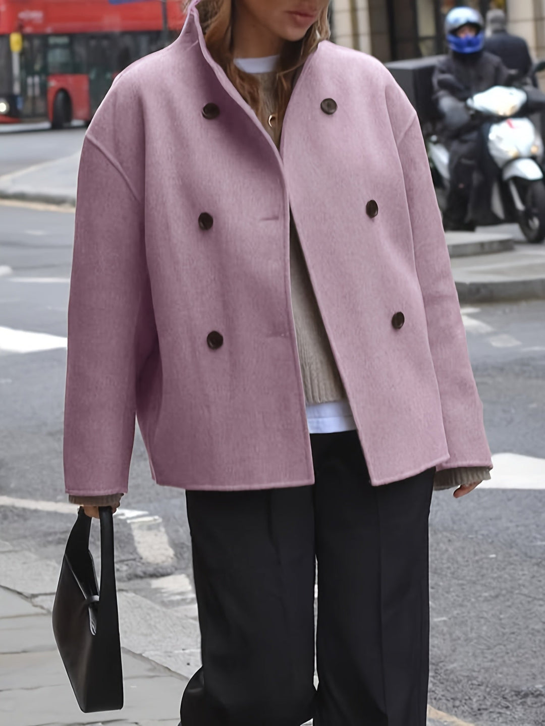 Deanne - מעיל בז' אלגנטי עם סגירה כפולה