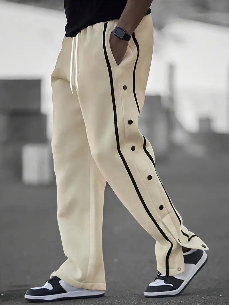 Mendis - מכנסי ספורט קז'ואל עם רגל ישרה וכפתורי לחץ