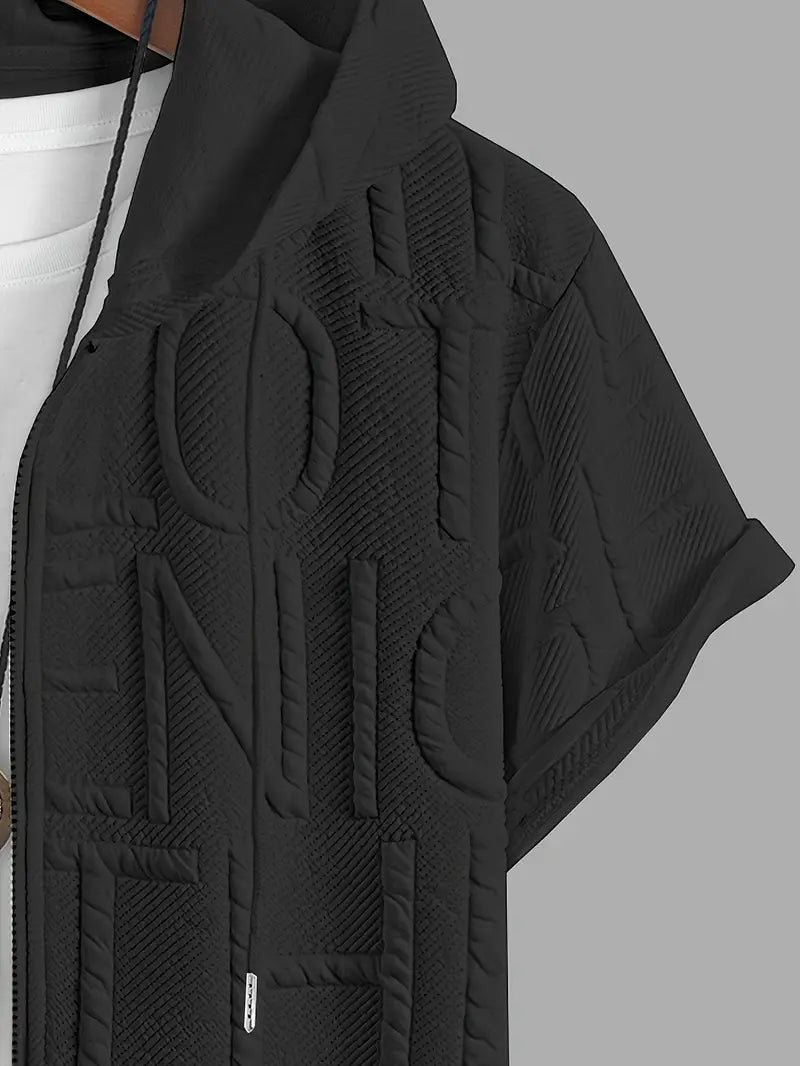 Henryk - חולצה אלגנטית עם שרוולים קצרים, קפוצ'ון ורוכסן