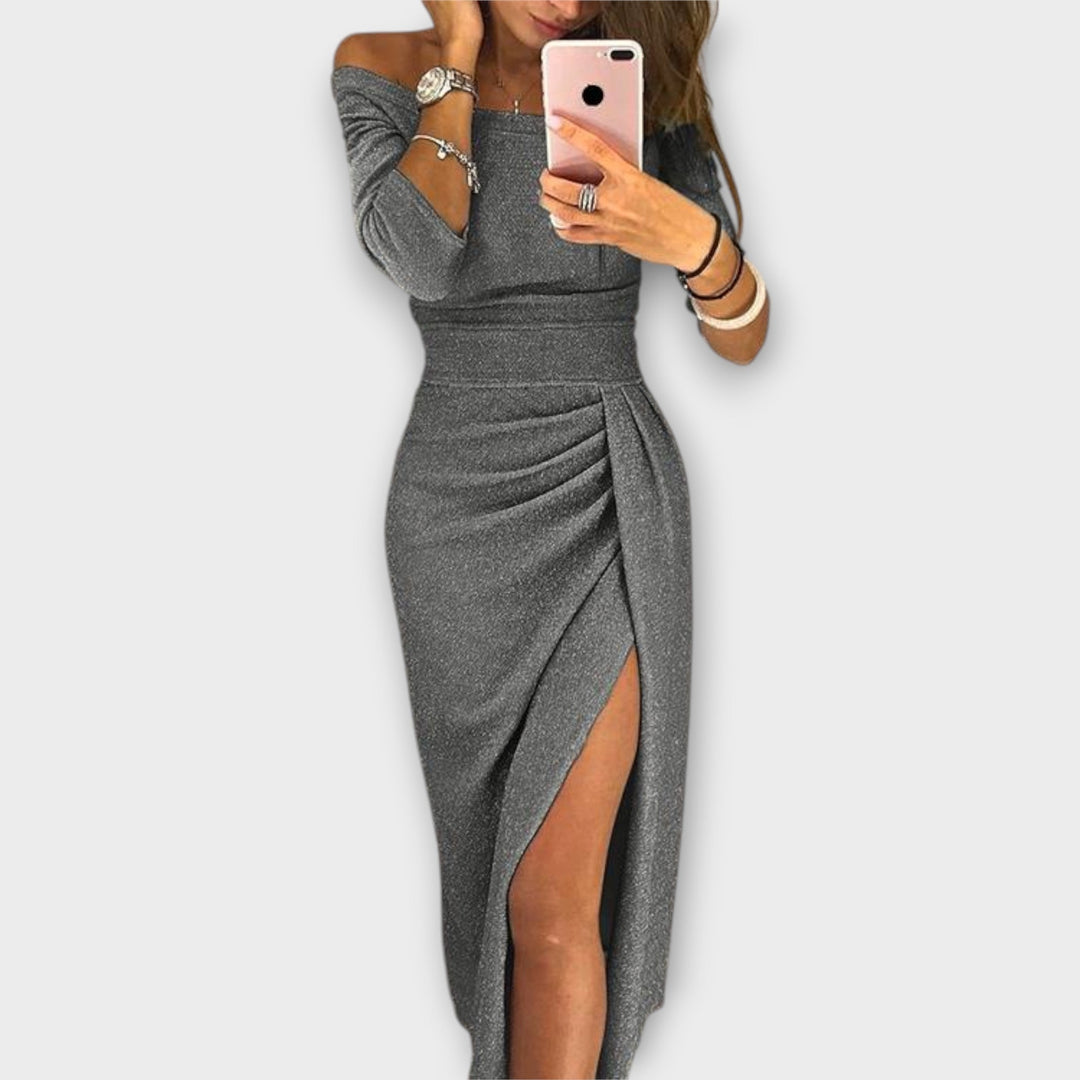 Minjee - שמלה אלגנטית עם כתפיים חשופות