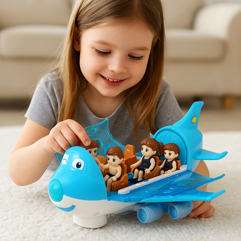 MusicJet - מטוס חשמלי עם אורות, מוזיקה ומנגנון למניעת מכשולים