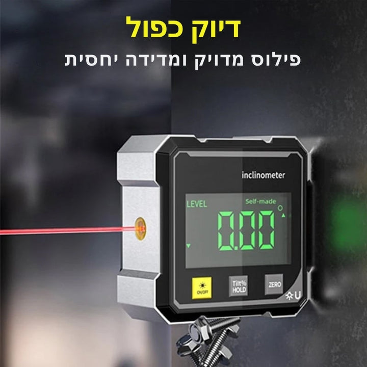 MagPro - מד זווית דיגיטלי מגנטי בעל 4 צדדים עם לייזר