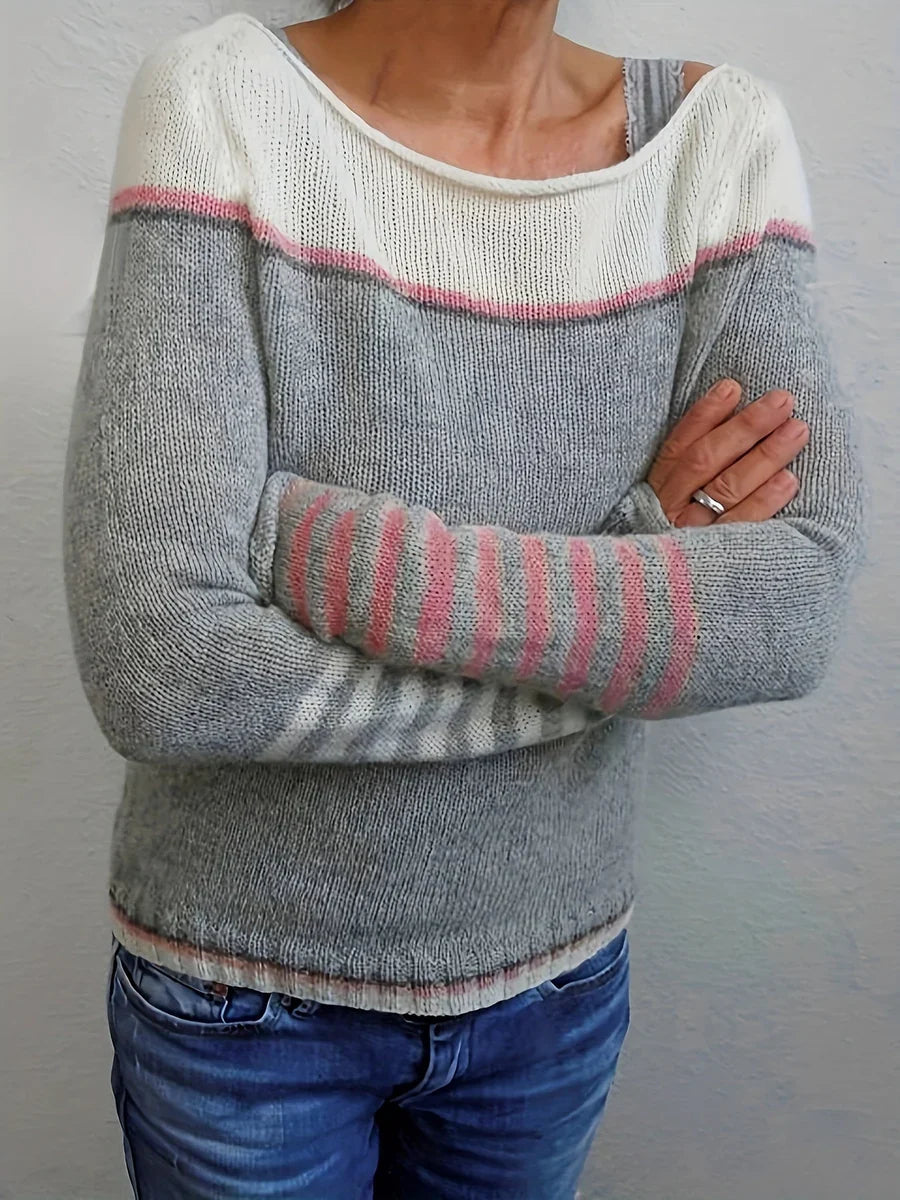 Talithia – סוודר ארוך עם שרוולים ארוכים בסריגה פסים