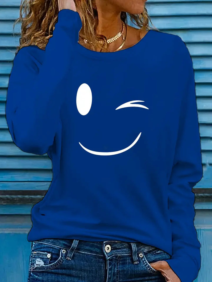 Odalina - חולצת טי שירט עם הדפס סמיילי ווינק