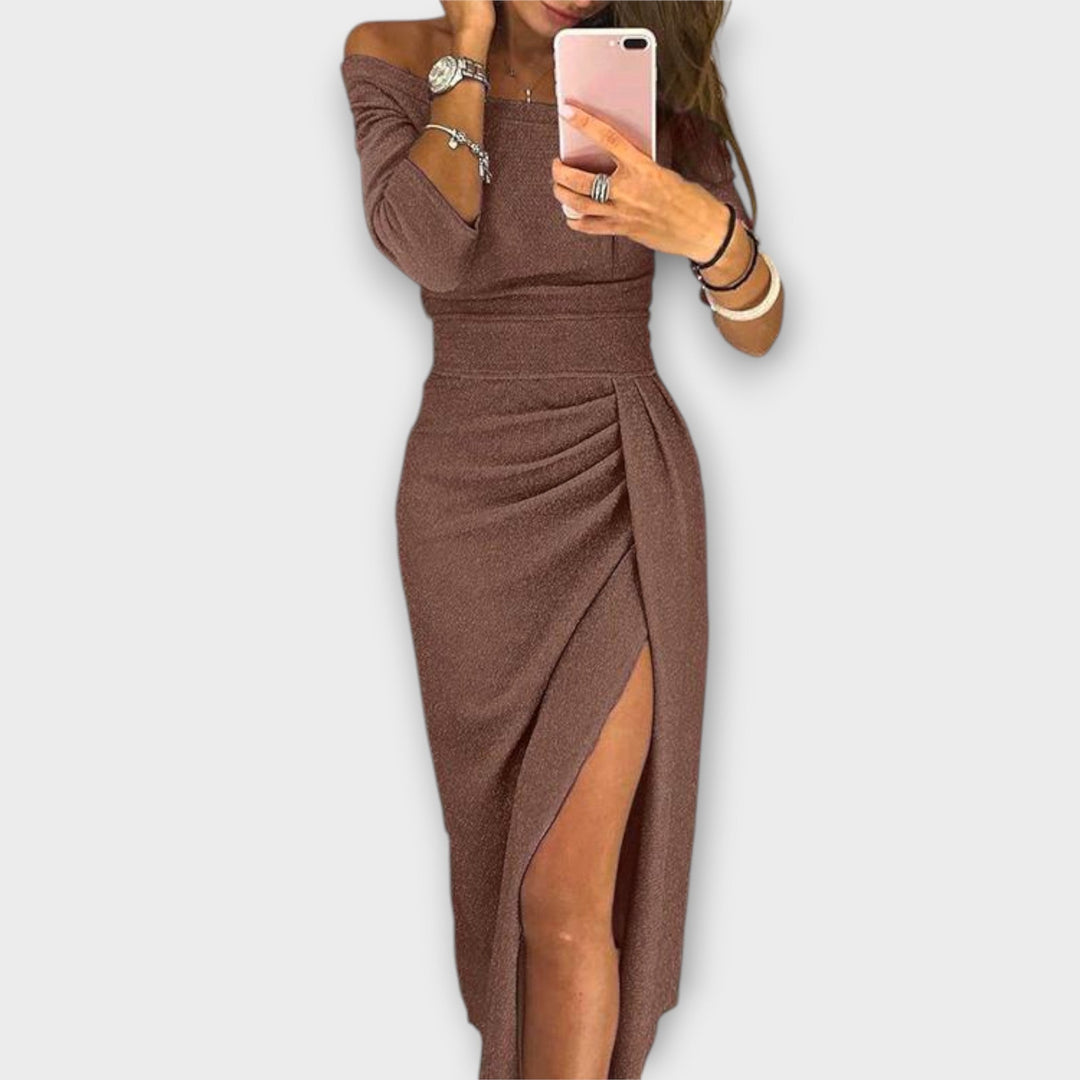 Minjee - שמלה אלגנטית עם כתפיים חשופות