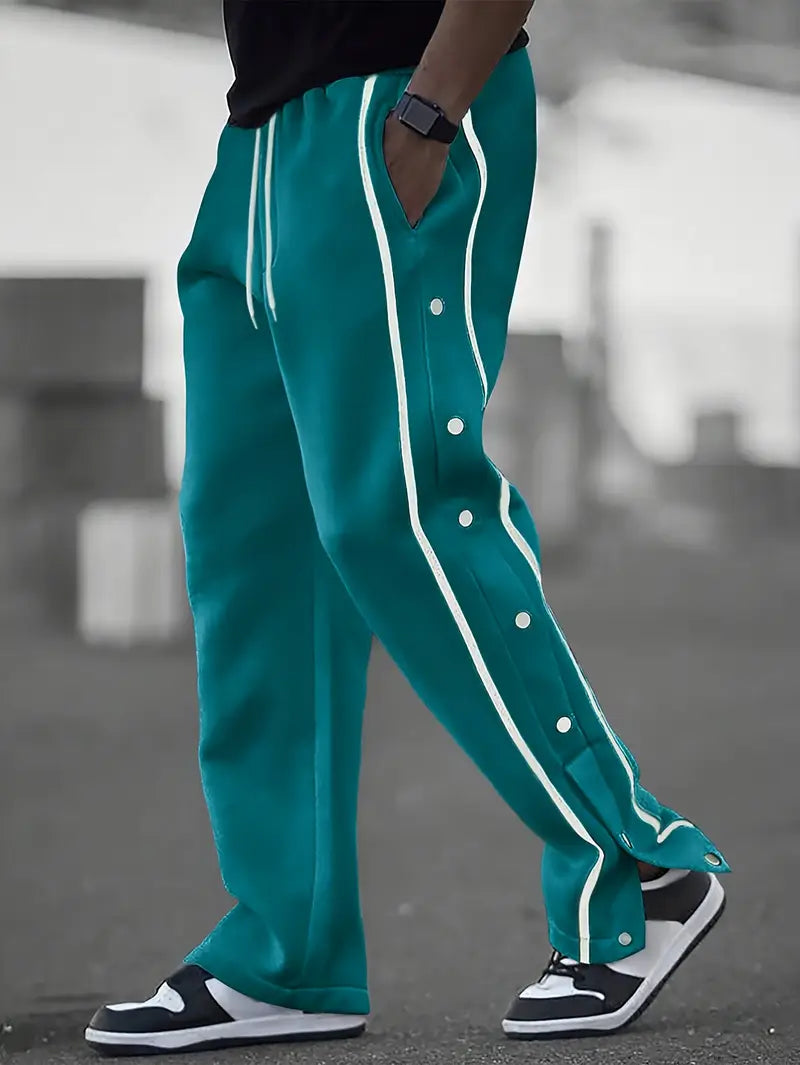 Mendis - מכנסי ספורט קז'ואל עם רגל ישרה וכפתורי לחץ