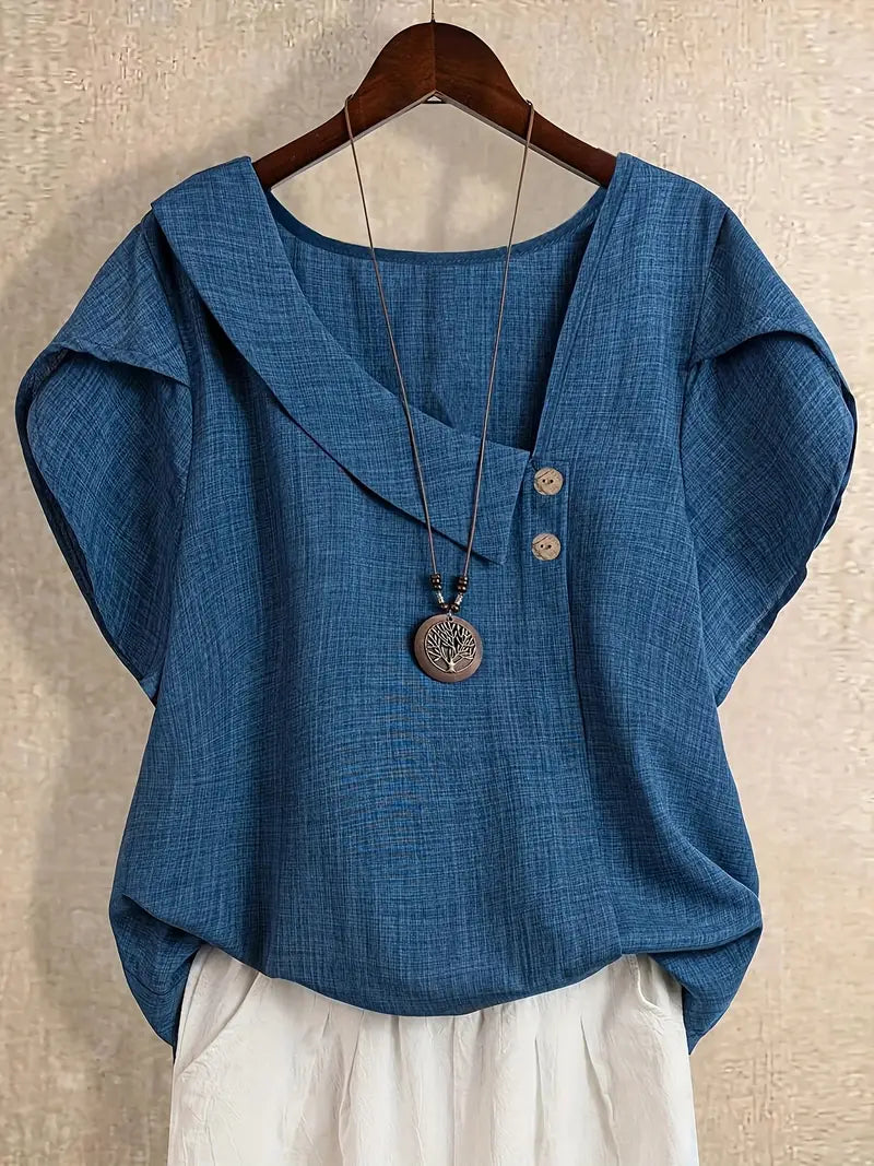 Milany - חולצת צווארון א-סימטרי קז'ואל