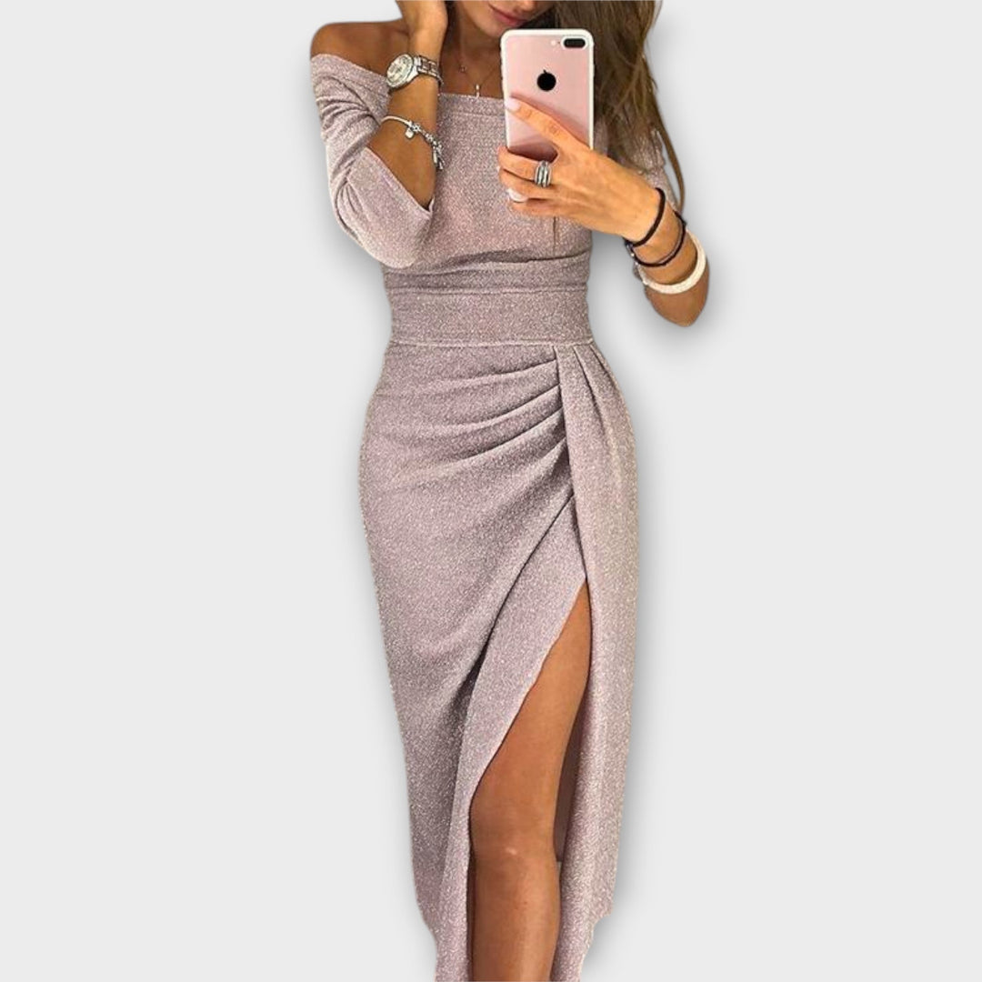 Minjee - שמלה אלגנטית עם כתפיים חשופות