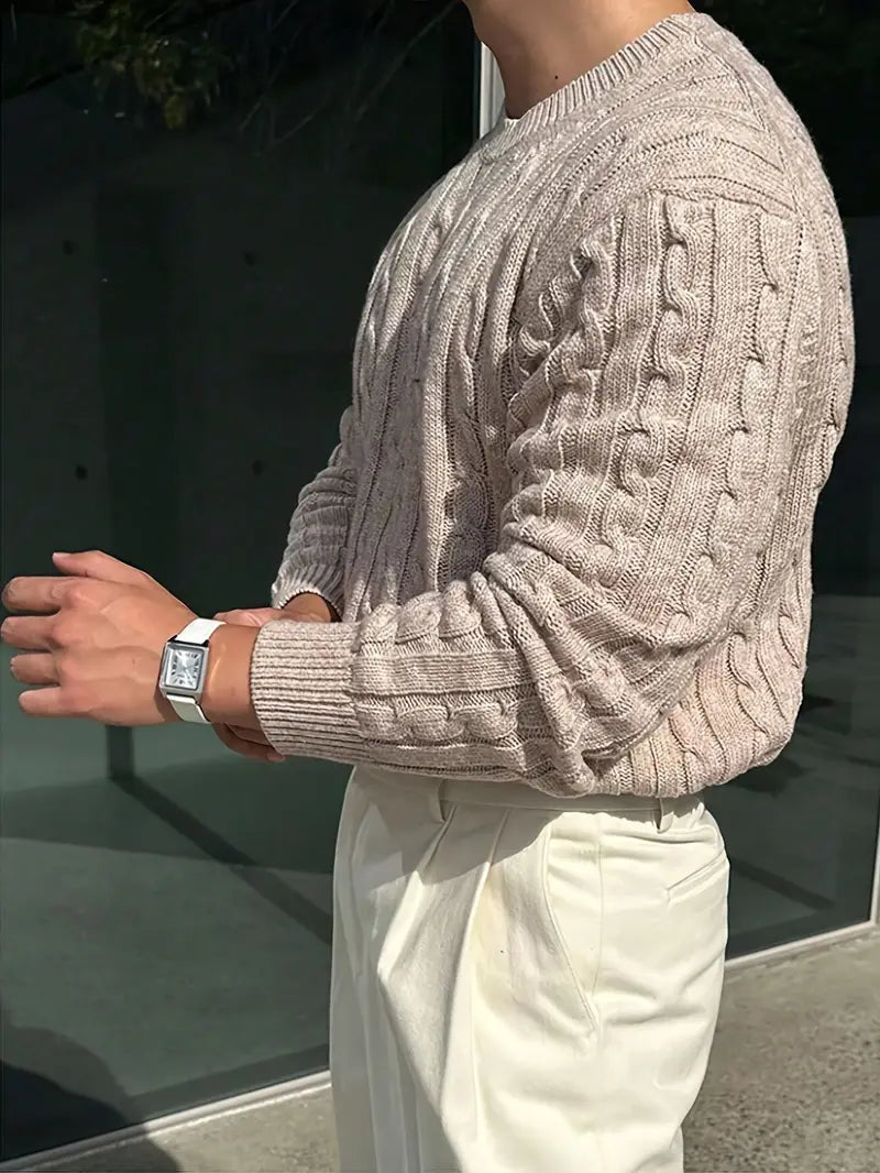 Mergim - סוודר ארוך שרוולים סרוג בסגנון קז'ואל