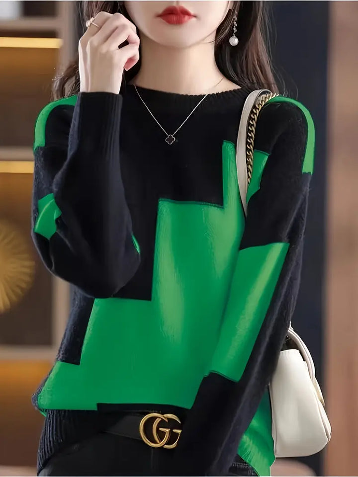 Gala - סוודר אלגנטי עם שרוולים ארוכים ועיצוב גיאומטרי