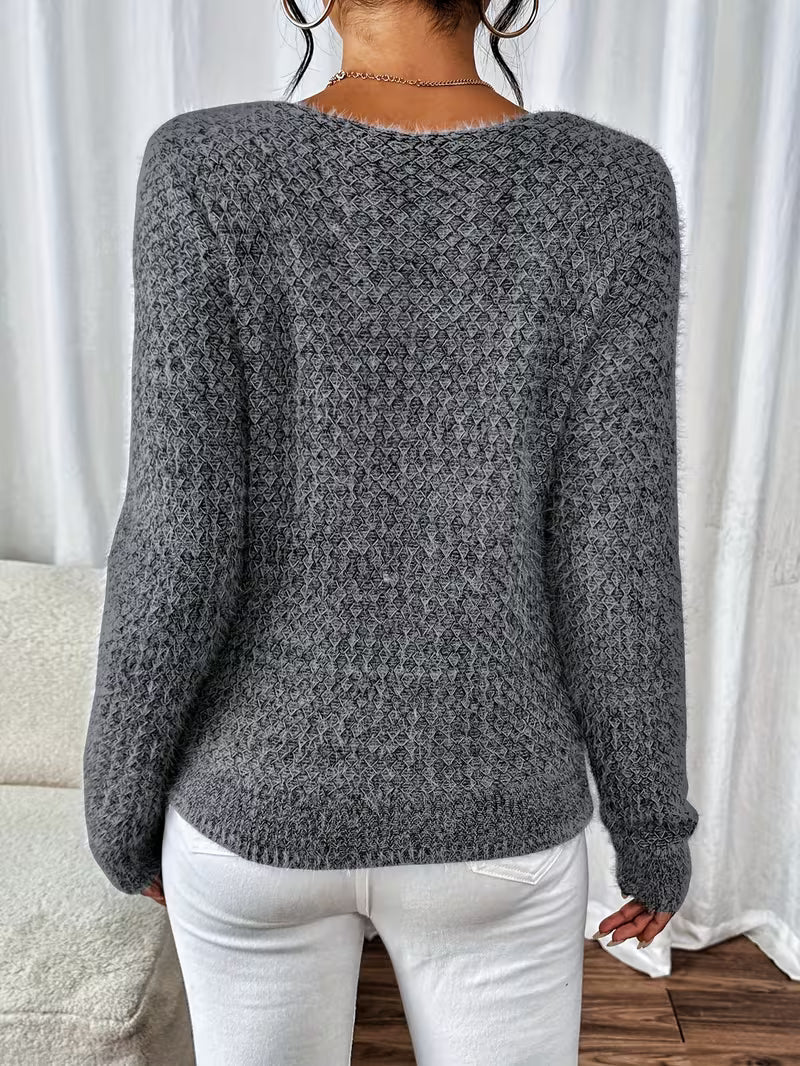 Aderah - סוודר רופף עם צווארון V