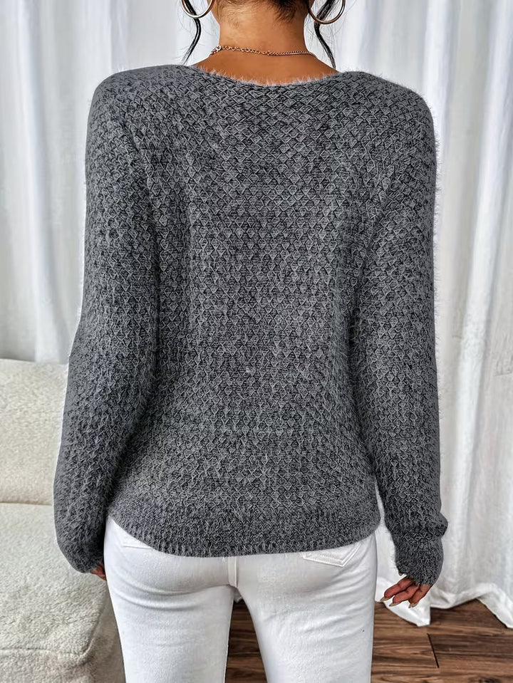 Aderah - סוודר רופף עם צווארון V