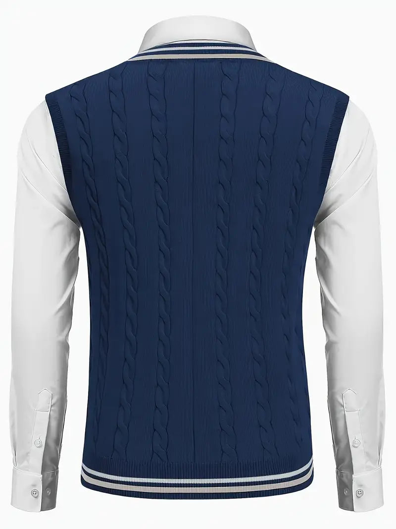 Duane - סוודר סרוג ללא שרוולים עם צווארון V