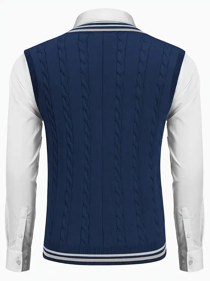 Duane - סוודר סרוג ללא שרוולים עם צווארון V